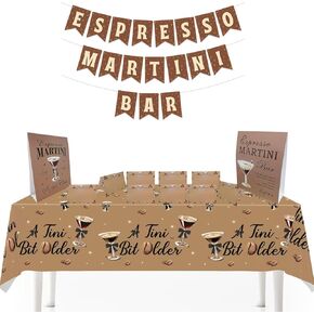 Espresso Martini Bar Kit,Espresso Martini Ornament,A Tini Bit Older Birthday,Martini Tablecloth Banner Sign Toppings Labels Cup Tags for A Tiny Bit Older Birthday Espresso Martini,Bachelorette Party