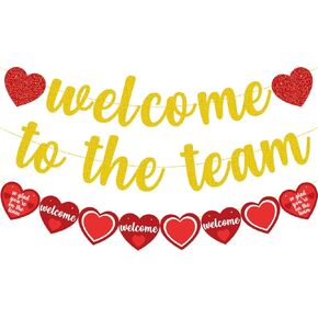 Welcome to The Team Banner, Gold Glitter New Employee Member Welcome Banner, Newcomers Staff Welcome Banner, Welcome Onboard Office Party Decorations Supplies