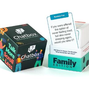 Chat Box - 200 Conversation Starter Cards to Kickstart Family Fun -These Thoughtful, Creative Questions Spark Laughter, Deepen Connections, and Create Unforgettable Family Moments.