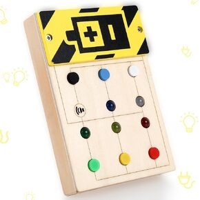 Asweets Montessori Busy Board for Toddler with Music, Soft Silicone Botton, Wooden Busy Board with LED Light Switches,Sensory Autism Toys Baby Travel Toys,Boys Girls Gifts for Birthday Christmas