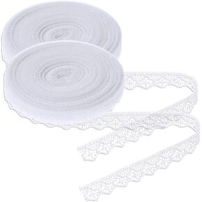 60 Yards x 0.5 Inch Lace Ribbon Vintage Lace Trim Crochet Cotton Lace Edge Crochet Lace Ribbon Trim for Christmas Package DIY Sewing Wedding Bridal Dress, Costume, Crafts and Sewing