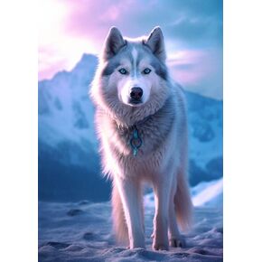DIY 5D Full Drill Husky Dog Square Diamond Art Painting by Number Kits for Adults and Crystal Rhinestone Cross Stitch Pet Pictures for Wall Decoration Gift (DG63, 12x16IN/30x40CM)
