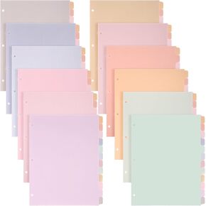 Honoson 12 Sets 12 Tab Binder Dividers for 3 Ring Binders 8.5 × 11 بوصة الورق متعدد الألوان مع فيلم بلاستيكي 3 ثقب صفحة فهرس متين للمدرسة (اللون الداكن)