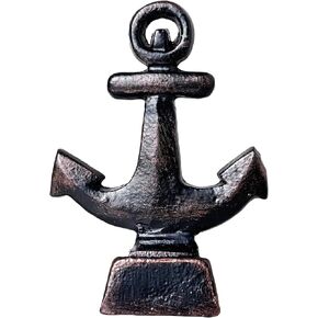 Door Stoppers for Bottom of Door Cast Iron Decorative Door Stop Wedge Metal Doorstops (Nautical Anchor Shape, Antique White)