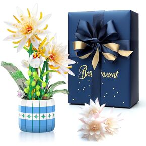 Flower Bouquet Building Set, 835 Pieces Artificial Epiphyllum Flowers Building Toys, Botanical Collection, Creative Birthday Gift for Women Adults Kid to Build