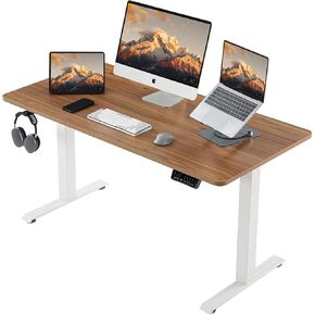 Electric Standing Desk, Height Adjustable Desk with 4 Memory Height Settings, 48 x 24 Inches, Home Office Workstation (Black Desktop + Black Frame)