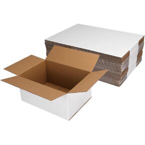 Hoikwo 10x7x5 Shipping Boxes Set of 40, White Corrugated Cardboard Box for Small Business for Packaging Mailing