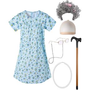 PROMOTED TO BIG SISTER Old Lady Costume for Girls 100 Day of School Costume Girls Dress Granny Grandma Dress Up