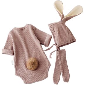 Baby Boys Girls Bunny Outfit My First Easter Costumes Infant Newborn Bodysuit Romper with Long Ear Hat 0-24 Months