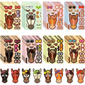 Zonon 48 Sheets Make Your Own Horse Stickers Make a Face Horse Stickers Horse Party Decorations Favors Horse Birthday Party Supplies Gifts Activity Crafts for Girls Boys Toddlers, 8 Designs