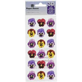 Paper House Productions STP-0058E Pansies Stickers, Puffy (3-Pack)