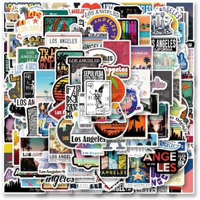 125pcs Los Angeles Stickers Pack, Aesthetic Vinyl Waterproof Sticker Decals for Water Bottle,Laptop,Phone,Skateboard,Scrapbooking,Bumper for Kids Teens Adults for Party Supply Decor Favor……