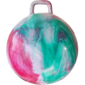 AppleRound Space Hopper Ball with Air Pump: 28in/70cm Diameter for Age 13 and Up, Kangaroo Bouncer, Hippity Hoppity Hop Ball for Teens Youths and Adults, Bouncy Ball with Handle, Cloud Colors (Blue)