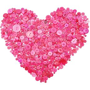 650Pcs Assorted Buttons Bulk for Crafts Buttons for Art, DIY Crafts, Christmas Decoration (Rose Red)
