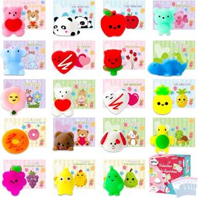 MGparty Valentines Gifts for Kids with 38 Pack Kawaii Mochi Squishies Toys, Valentines Cards for Kids Classroom Exchange Prizes Boys Girls School Party Favors