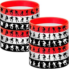 24PCS Skateboard Themed Rubber Bracelets Sport Wristbands Party Supplies Birthday Baby Shower Party Favors