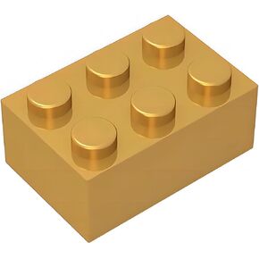Classic Bulk Brick Block 2x3, 100 Piece Brick 2x3,Compatible with Lego Parts and Pieces 3002, Creative Play Set - Compatible with Major Brands (110 Pcs) (Golden)