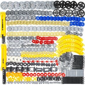 Technic Parts for Lego Kits, 466 Pieces Car Gear Axle Pin Chain Link Tire Wheels Building Blocks Set - Compatible with Major Brands