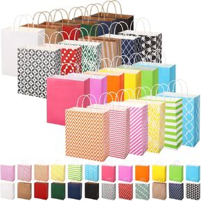 Kolldenn 24 Pcs Paper Gift Bag Assortment 12 Large Assorted Gift Bags Bulk Variety Pack Gift Bags with Handles for Valentine‘s Day Birthday Baby Showers Shopping Father's Day Holidays and More