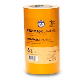 IPG - PG505-36 ProMaskOrange Contractor Grade Painter's Masking Tape, 1.41" x 60 yd, Orange (6 Pack)