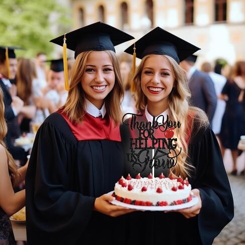 Black Glitter Thank You for Helping us Grow Cake Topper, Congrats Teacher/Thank You Teacher, 2025 Teacher Appreciate Graduation Party Decorations Gift in Kuwait
