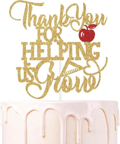 Black Glitter Thank You for Helping us Grow Cake Topper, Congrats Teacher/Thank You Teacher, 2025 Teacher Appreciate Graduation Party Decorations Gift in Kuwait