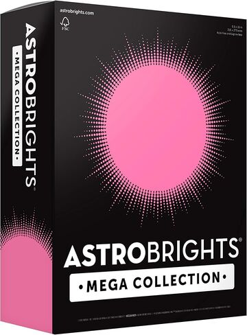 Astrobrights Mega Collection, Colored Paper, Neon Pink, 625 Sheets, 24 lb/89 gsm, 8.5" x 11 - MORE SHEETS! (91673) in Saudi Arabia