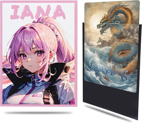 Colorful Dragon Printed Standard Trading Card Sleeves, 64pcs Perfect Fit Standard TCG Cards Protectors Case (Orange) in Kuwait