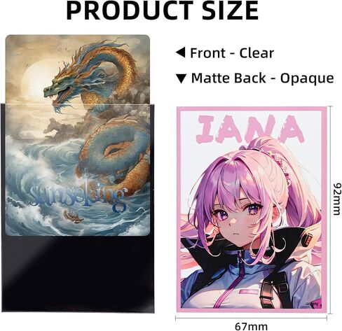 Colorful Dragon Printed Standard Trading Card Sleeves, 64pcs Perfect Fit Standard TCG Cards Protectors Case (Orange) in Kuwait