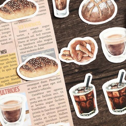 46 PCS Coffee tempered ملصقات لمجلة Scrapbooking Card Card Making Collage Envelope Letter Diary Planner Notebook Kindle Phone Case المحمولة الزخرفة ، 23 أنماط in Kuwait