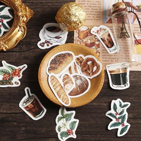 46 PCS Coffee tempered ملصقات لمجلة Scrapbooking Card Card Making Collage Envelope Letter Diary Planner Notebook Kindle Phone Case المحمولة الزخرفة ، 23 أنماط in Kuwait