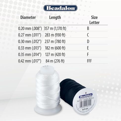 خيط حرير Beadalon ، الحجم B /.008 في ، أبيض ، 0.5 أوقية ، 1170 قدم in Kuwait