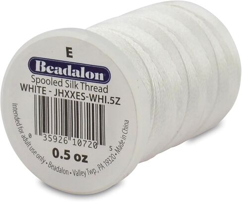 خيط حرير Beadalon ، الحجم B /.008 في ، أبيض ، 0.5 أوقية ، 1170 قدم in Kuwait