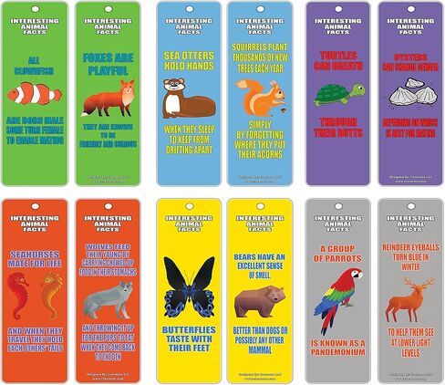 CREANOSO PET FUN FUN FACTS Learning Borkmark Cards (12 pack)-مجموعة جودة متميزة-الكلب ، الهامستر ، الإغوانا ، خنزير غينيا ، أرنب ، حقائق القط للأطفال-مكافآت المعلمين وحوافز الفصول الدراسية in Kuwait