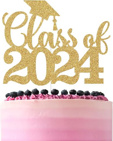 Black Glitter Class of 2025 Cake Topper, Congrats Grad 2025/Congrats Class of 2025/Congratulations, 2025 Graduation Party Decorations Supplies in Kuwait