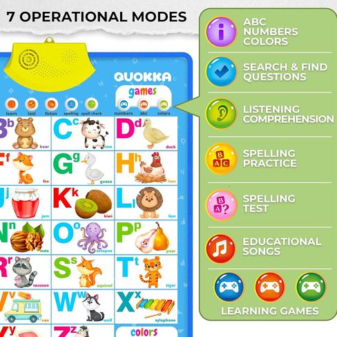 QUOKKA Educational Toys for Kids 5-7 Year Old - Vertical ABC Learning Wall Chart for Toddlers Age 3 4 6+ - Interactive Speech Therapy Poster Boy Girl - Autism Puzzle Game 8-10-12 in Saudi Arabia