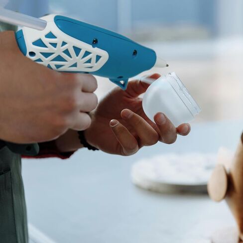 Cordless Hot Glue Gun with Web Grip Precision Nozzle Anti-Drip, LED Guiding Light USB-C Rechargeable Blue/White in Saudi Arabia