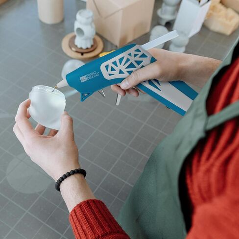 Cordless Hot Glue Gun with Web Grip Precision Nozzle Anti-Drip, LED Guiding Light USB-C Rechargeable Blue/White in Saudi Arabia