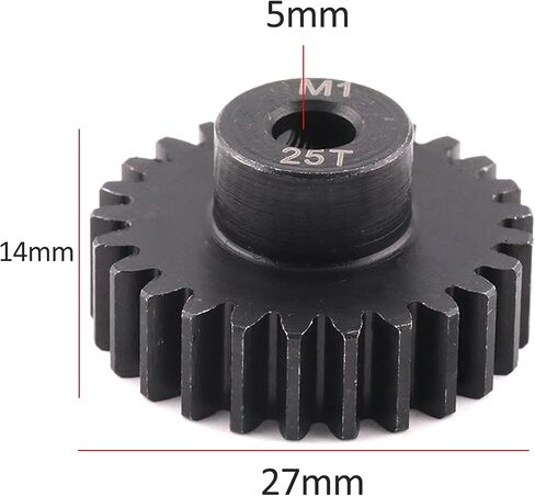 Steel Mod1 5mm Pinion Gear 1PCS,11-28T M1 Pinion Gear Metal Hardened Steel Fit 5mm RC Motor Shaft with 3.175mm Coupler Compatible with 1/5 1/6 1/8 1/10 1/14 RC Brushless Brush Motor (15T) in Saudi Arabia