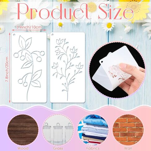 50 Pcs Large Wildflower Stencils Flower Stencils for Painting on Walls Reusable Floral Stencil Flower Painting Stencils Spring Drawing Templates for Crafts Canvas DIY Home Decor(7.8 x 3.9in) in Saudi Arabia