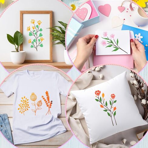 50 Pcs Large Wildflower Stencils Flower Stencils for Painting on Walls Reusable Floral Stencil Flower Painting Stencils Spring Drawing Templates for Crafts Canvas DIY Home Decor(7.8 x 3.9in) in Saudi Arabia