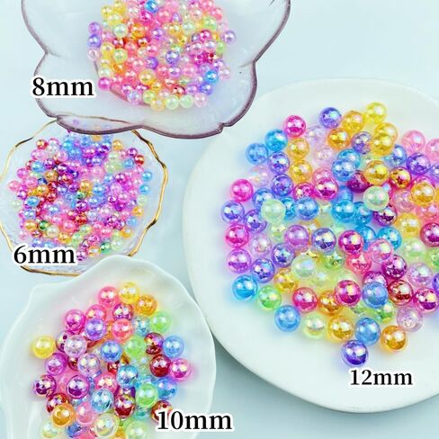 100pcs حبات أكريليك مستديرة 12 مم ألوان AB الخرزات الحرفة جولة الفواصل مع فتحات لسلاسل سوار القلادة سلاسل مفتاح صنع المجوهرات (Mix AB Colors) in Kuwait