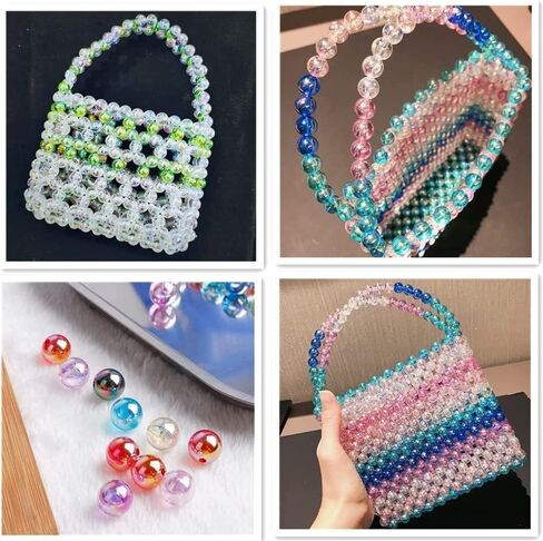 100pcs حبات أكريليك مستديرة 12 مم ألوان AB الخرزات الحرفة جولة الفواصل مع فتحات لسلاسل سوار القلادة سلاسل مفتاح صنع المجوهرات (Mix AB Colors) in Kuwait