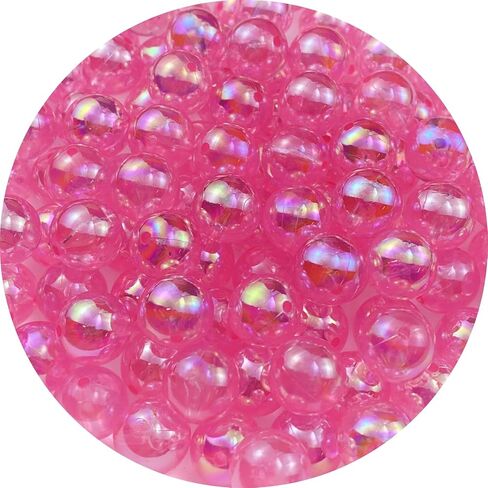 100pcs حبات أكريليك مستديرة 12 مم ألوان AB الخرزات الحرفة جولة الفواصل مع فتحات لسلاسل سوار القلادة سلاسل مفتاح صنع المجوهرات (Mix AB Colors) in Kuwait