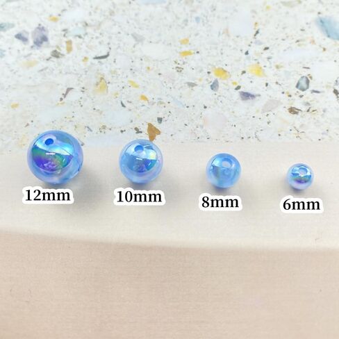 100pcs Acrylic Round Beads 12mm AB Colors Craft Beads Round Spacer Beads with Holes for Earring Bracelet Necklace Key Chains Jewelry Making(Mix AB Colors) in Kuwait