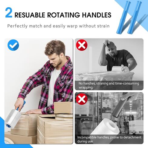 MROCO Stretch Wrap Film 5" x 1000ft with 2 Handles, 6 Rolls 80 Gauge Plastic Shrink Wrap for Moving Furniture & Pallet Wrap, Industrial Mini Clear Heavy Duty Shrink Film Roll for Moving & Storage in Saudi Arabia