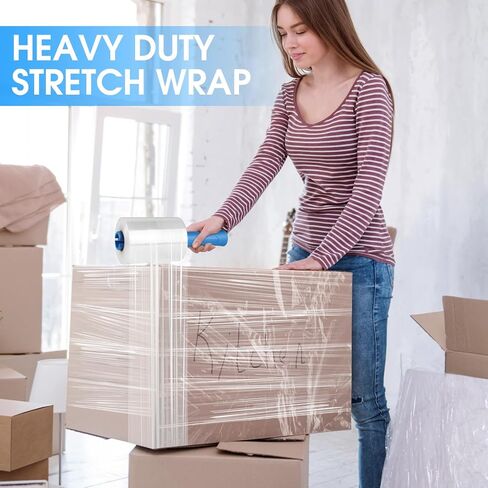 MROCO Stretch Wrap Film 5" x 1000ft with 2 Handles, 6 Rolls 80 Gauge Plastic Shrink Wrap for Moving Furniture & Pallet Wrap, Industrial Mini Clear Heavy Duty Shrink Film Roll for Moving & Storage in Saudi Arabia
