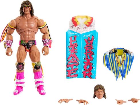 Mattel WWE Ultimate Edition Action Figure & Accessories Set, Warrior 6-inch Collectible with 30 Articulation Points, Swappable Pieces & Entrance Gear in Kuwait