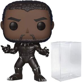 POP Marvel: Black Panther - Unmasked Black Panther Funko Pop! Vinyl Figure (Bundled with Compatible Pop Box Protector Case) Multicolored 3.75 inches