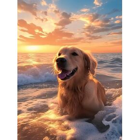 EATUKYIC Golden Retriever Dog Diamond Painting Kits for Adult, Animals Diamond Painting Art Kit for Adults, Full Drill Diamond Dots Painting for Beginners Home Wall Decor Gift 12x16 Inch